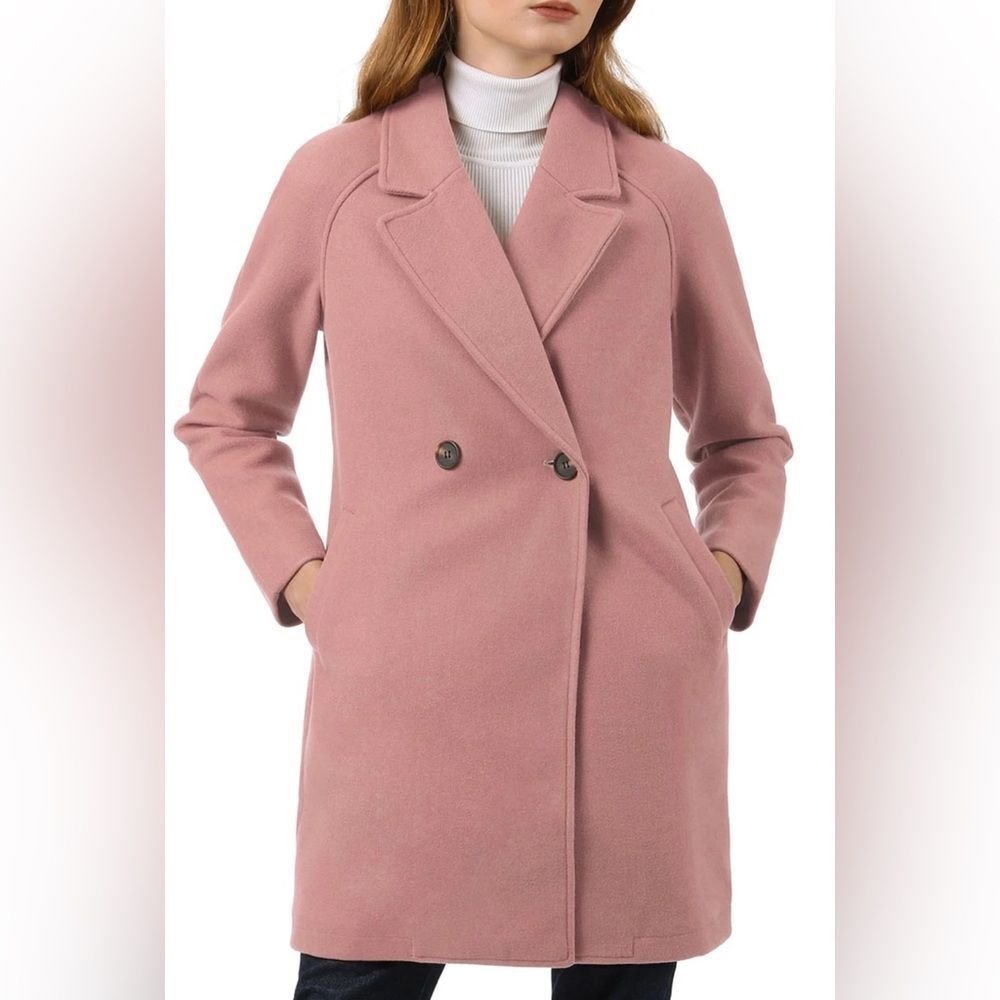 Allegra K Double-Breasted Pea Coat
